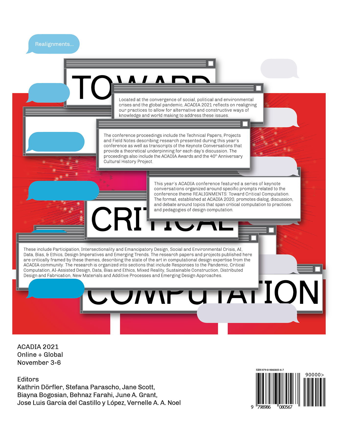 The rear cover of the proceedings of the 2021 ACADIA conference.